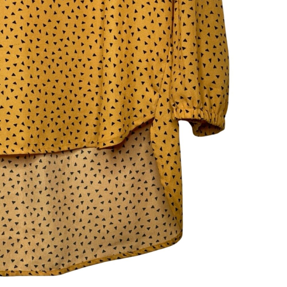 SWEET RAIN | Women's Yellow & Black Geometric Long Sleeve Blouse | Size L - Picture 4 of 13
